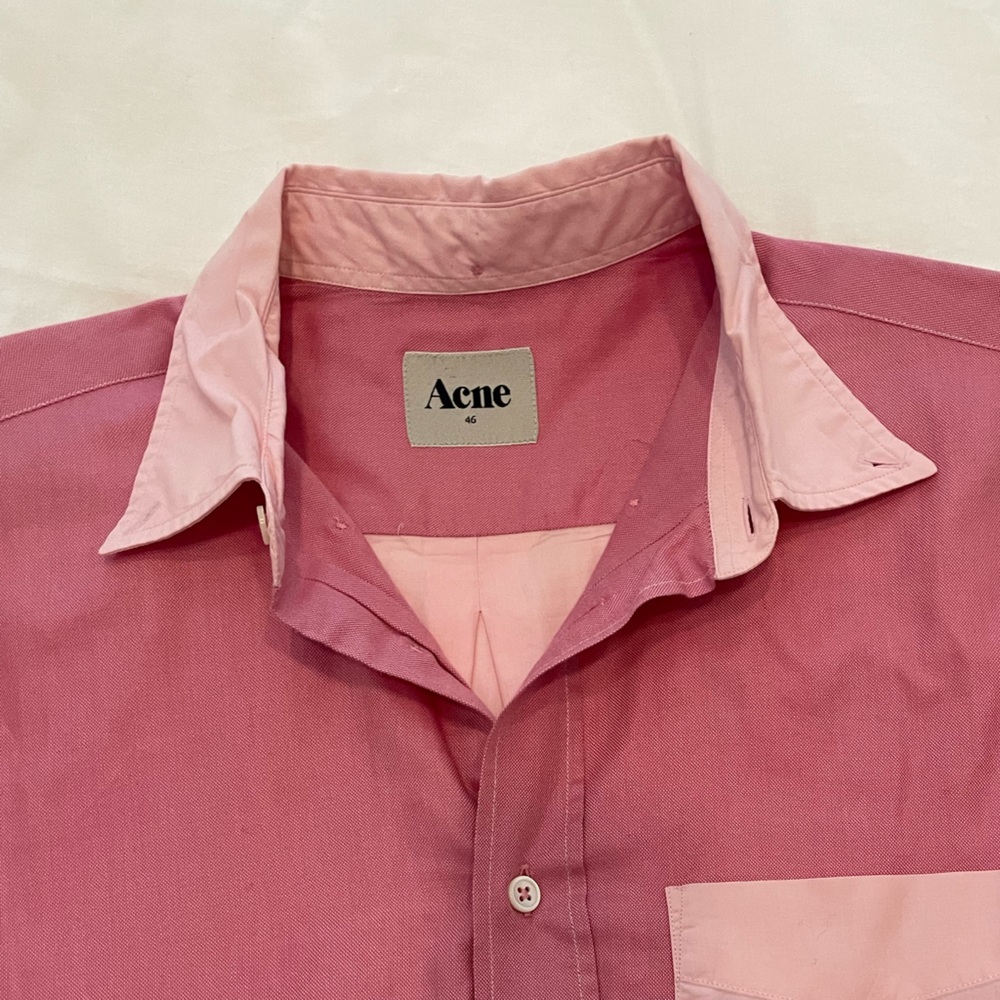Acne Pink Colorblock Button Down